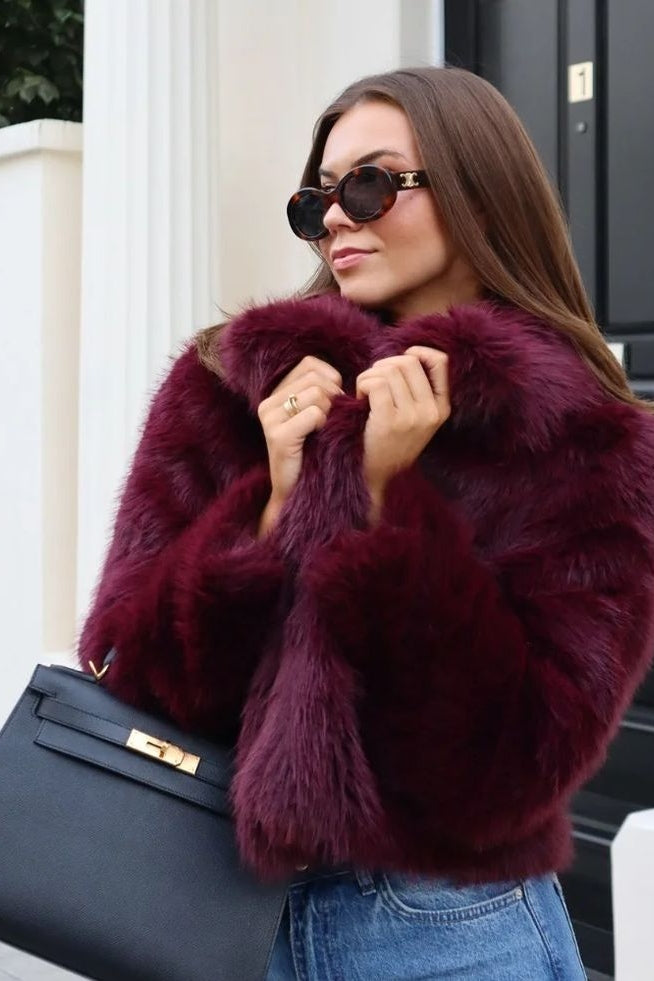 Red Faux Fur Coat